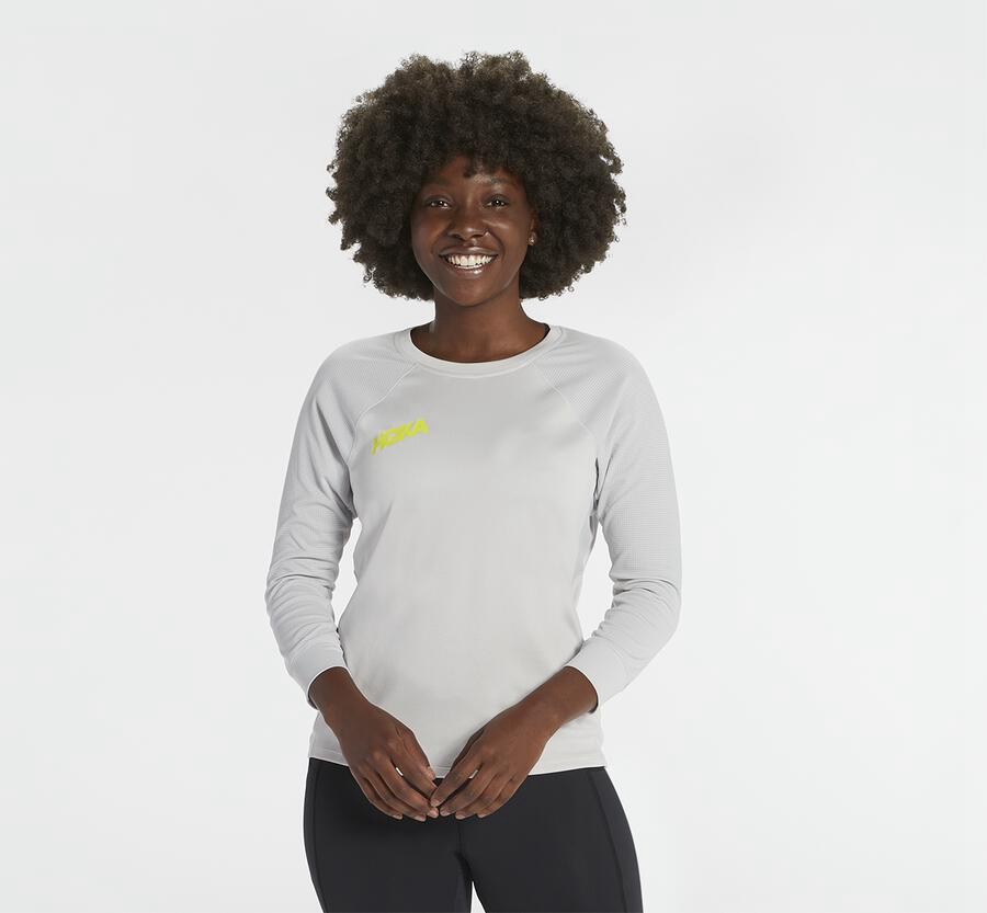 Top Hoka One One Mujer - Performance 3/4 Sleeve - Blancas - TQU693570